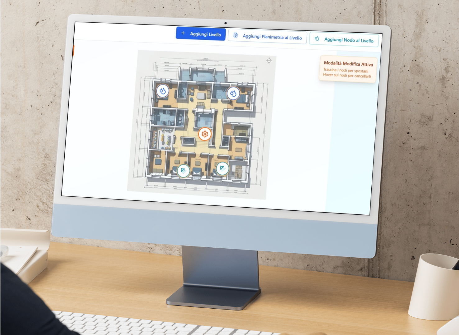 Configurazione dell'impianto idrico sulla planimetria